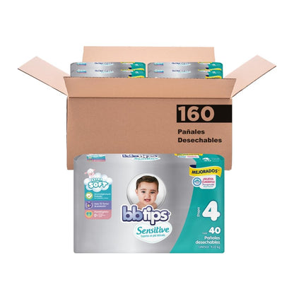 Bbtips Pañal Bebé Sensitive Talla 4 Grande 160 Piezas, 160 Count