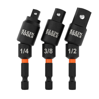 Klein Tools 65813SW Juego de adaptadores de enchufe giratorio de 3 piezas, giratorio de 20 grados, extensión de enchufe con clasificación de impactos, retención de bola, alta visibilidad