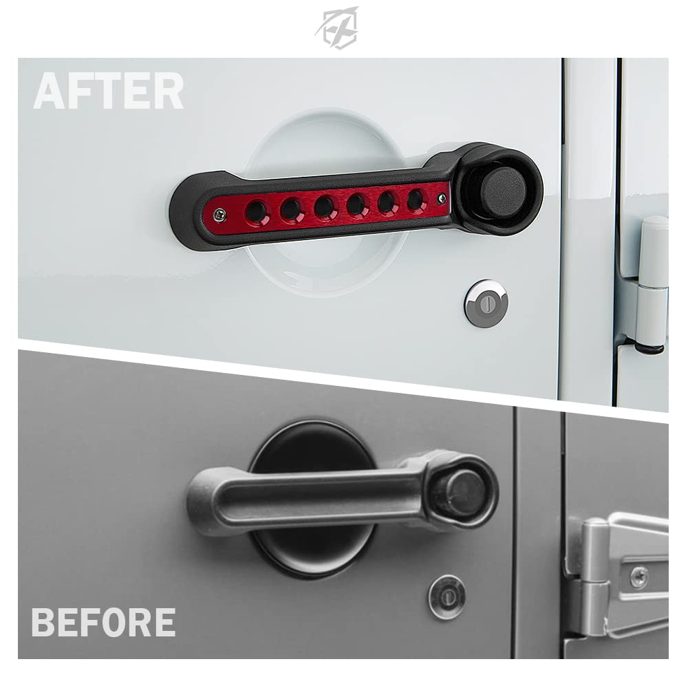 Xprite - Juego de 5 piezas de insertos de aluminio cepillado para manija de puerta lateral y molduras de cubierta compatibles con Jeep Wrangler JK JKU Unlimited Sahara Rubicon 4 puertas, duradero,