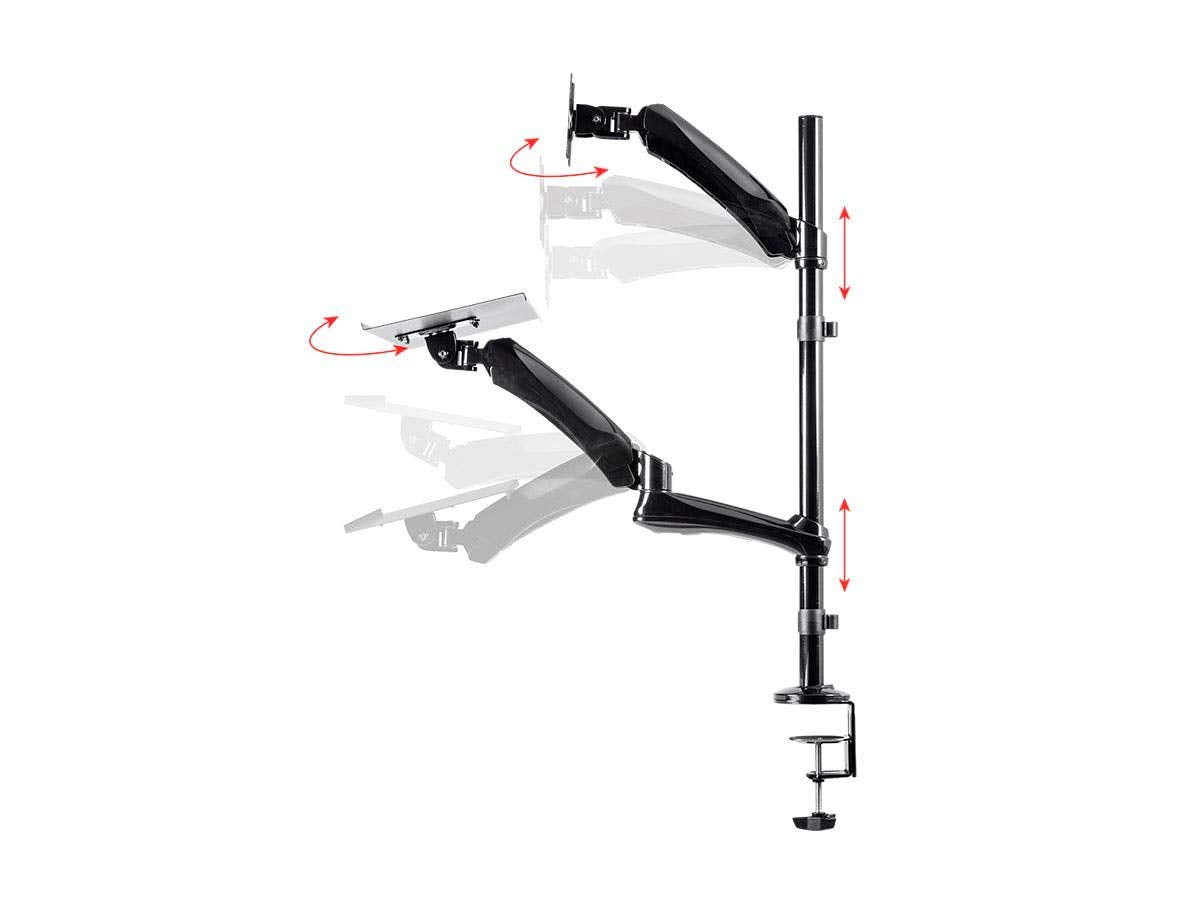 Monoprice Altura de, Abrazadera, Negro, Keyboard+ Monitor