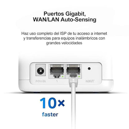 MERCUSYS Halo Mesh, Sistema WiFi Mesh para tu hogar, Doble Banda AC1200, 10/100Mbps Puertos, Cobertura de hasta 2,800 Pies Cuadrados y Más de 100 Dispositivos. Halo H30(2-Pack)