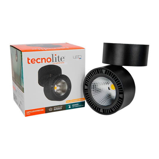 Tecnolite Lámpara Spot LED de Sobreponer Dirigible 24 W, Luz Suave Cálida, No atenuable, LED integrado