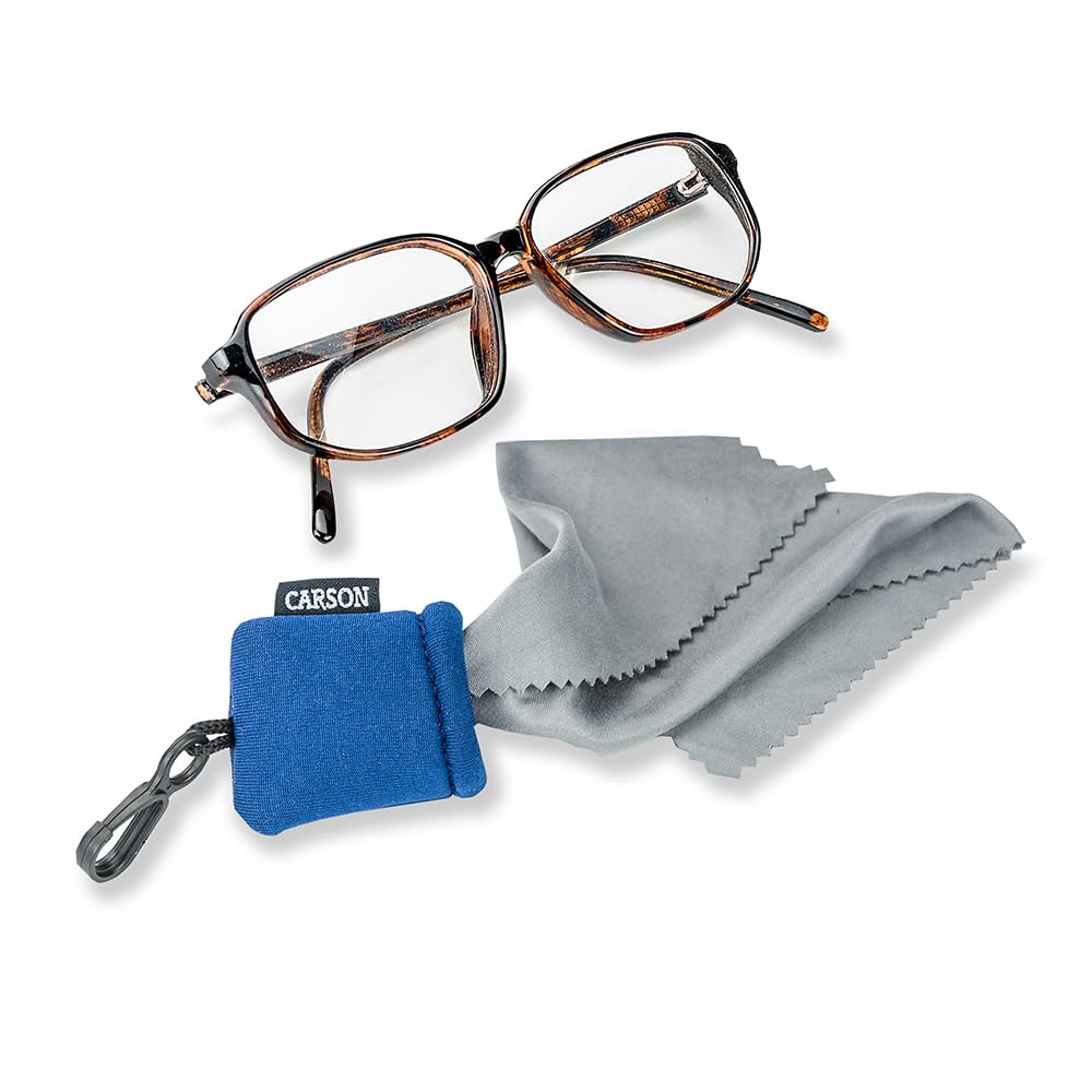 Carson Stuff-It - Sistema de Limpieza de Lentes de Microfibra para Lentes, Smartphones, tabletas, Lentes ópticas, cámaras y más, 6.25 x 6.25 Pulgadas, Color Azul (SN-40BUAM)