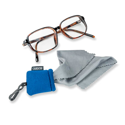 Carson Stuff-It - Sistema de Limpieza de Lentes de Microfibra para Lentes, Smartphones, tabletas, Lentes ópticas, cámaras y más, 6.25 x 6.25 Pulgadas, Color Azul (SN-40BUAM)