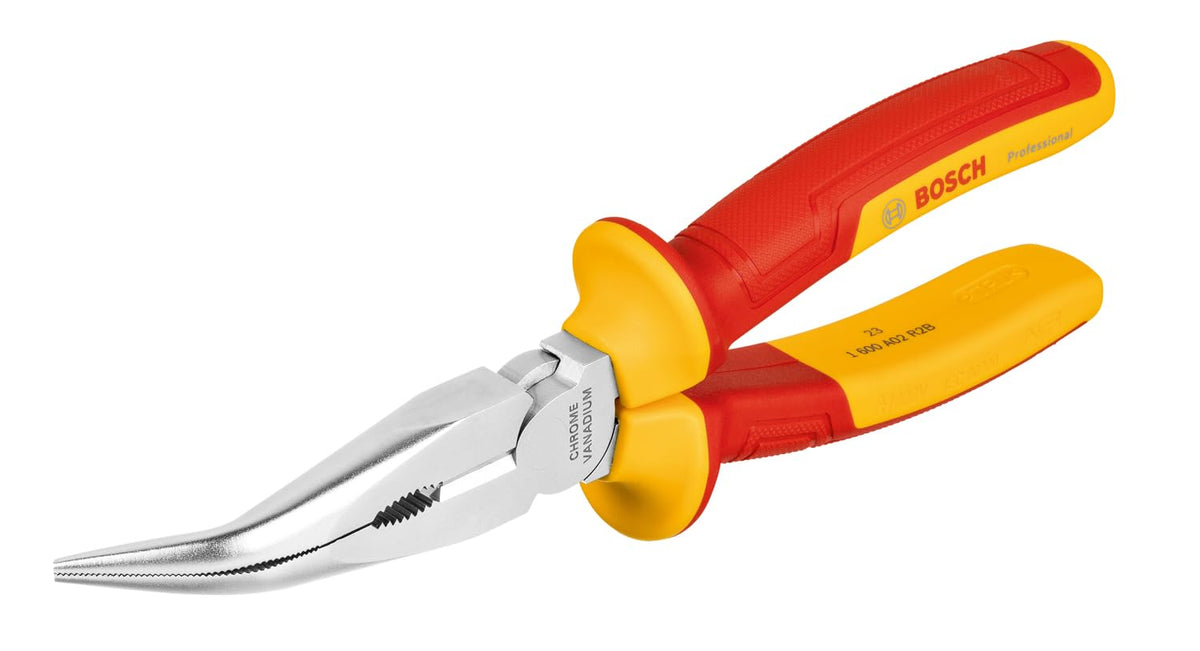 Bosch Professional pinzas de punta curvada VDE 40° – 200 mm - Alicates de punta fina (40°, 200 mm)