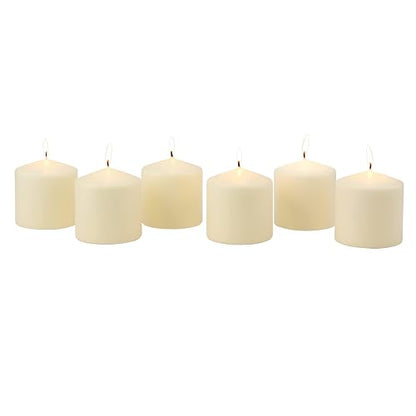 Stonebriar - Vela de Pilar, Paquete de 6, 3x3 Pulgadas, 18 Horas, Sin Perfume, Cera de Marfil