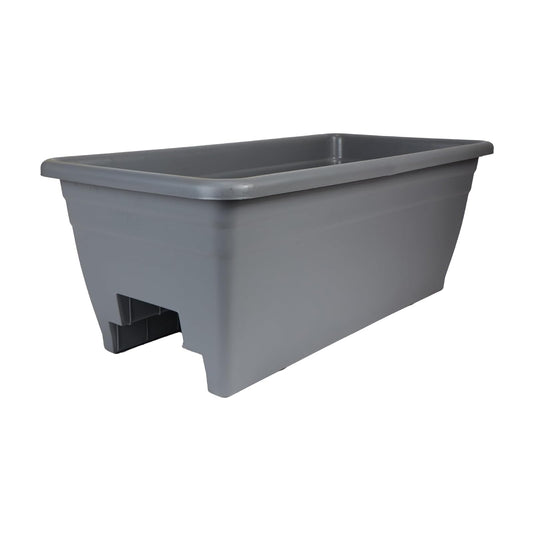 The HC Companies - Caja para macetas de 24 pulgadas con tapón de drenaje, macetas ligeras de plástico resistente a los rayos UV, 1 paquete de caja de flores para jardín, patio, balcón y cerca, gris
