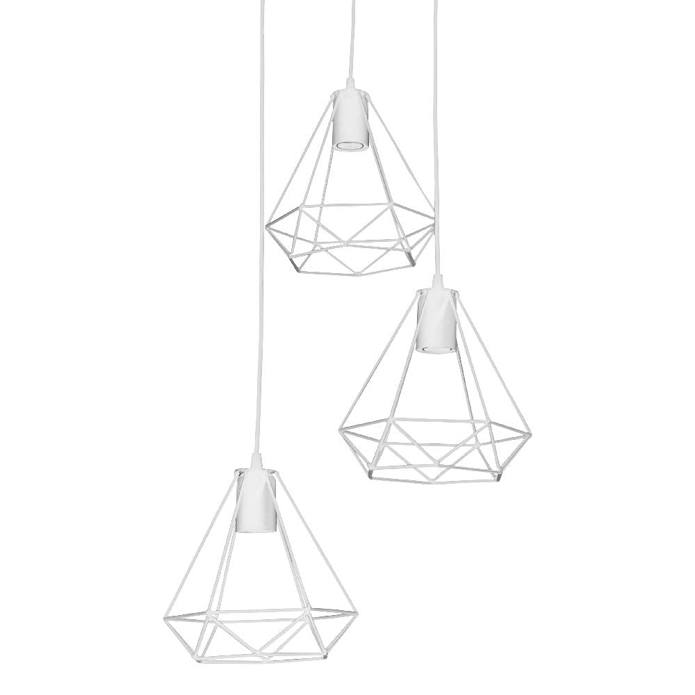 MAXXI MX-CL8028 Candil Decorativo Techo, Pantalla Acero Decorado, color Blanco Mate