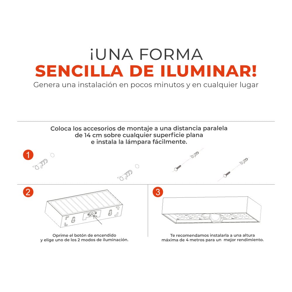 Tecnolite Lámpara Solar Arbotante LED 6W - Tecnolite, Luz de Día, Modos de Luz, Batería Integrada, Sensor de Movimiento, IP65 - IK06
