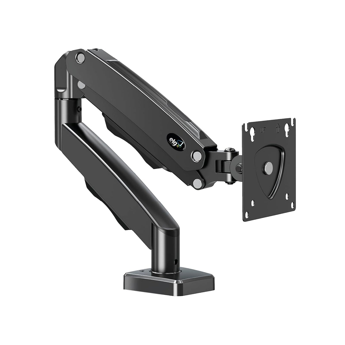 ELG Soporte de Escritorio para Monitor con Pistón de Gas, Brazo Articulado con Giro, Inclinación y Rotación 360°, para Pantallas de 17 a 35 Pulgadas de 2 a 9 kg, VESA 75x75 y 100x100 mm, Negro