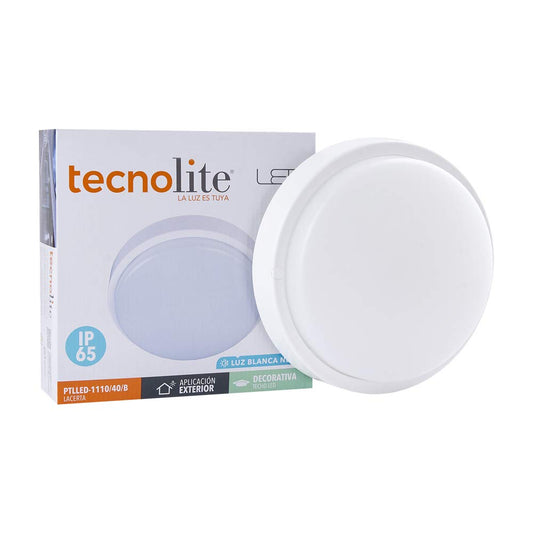 Tecnolite Lámpara Plafón LED de Techo Zona Costera 9PTLLEDC40MVB, 9 W, Luz Blanca Neutra, IP65, IK08, No Atenuable, Blanco