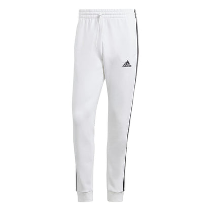 Adidas Essentials - Pantalones de Forro Polar con 3 Rayas y puños cónicos Pantalón Deportivo para Hombre - Blanco - Negro - M Alto