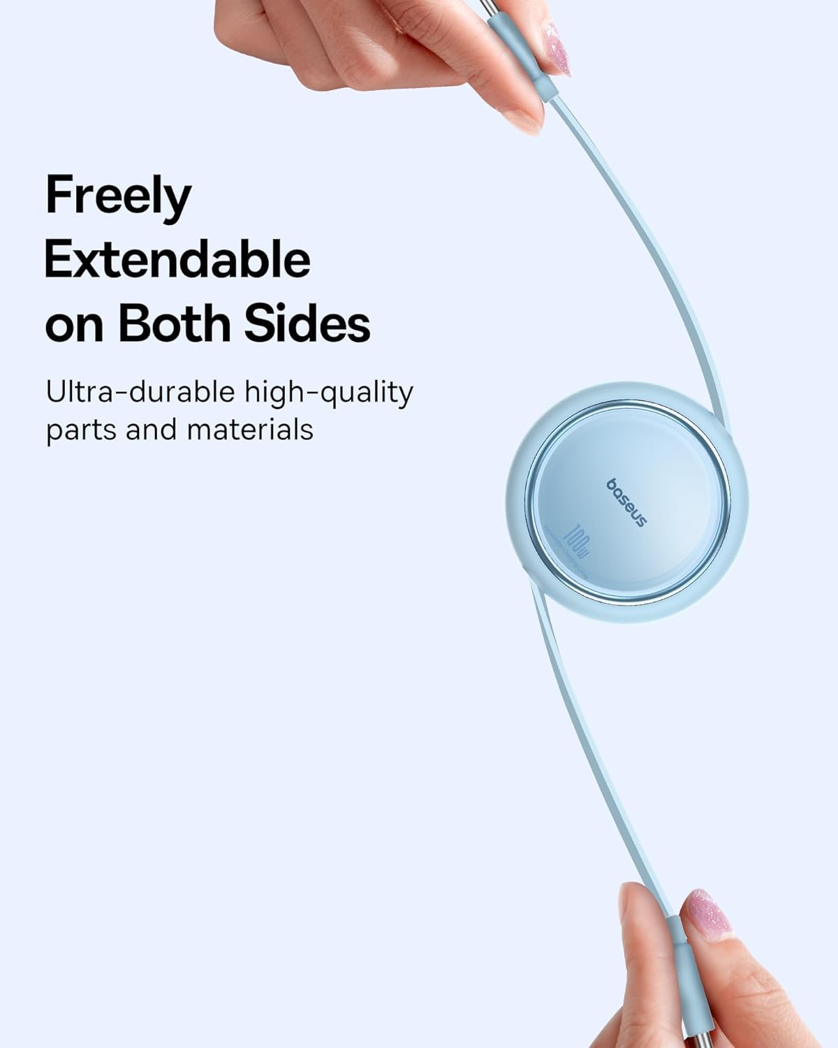 Baseus USB-C Mini Cable de Carga Retráctil de 100 W, Azul