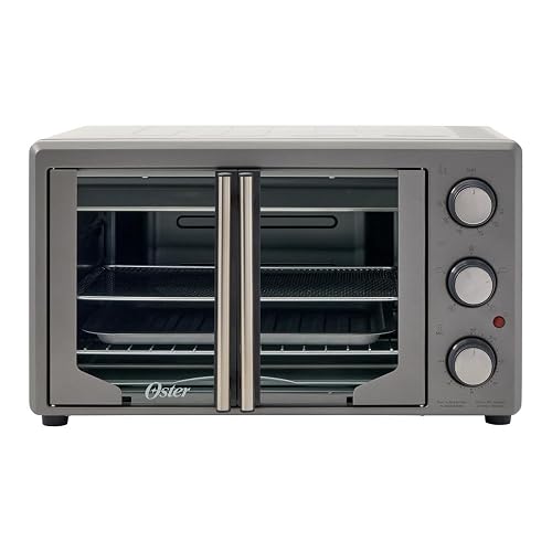 Oster Horno, con Freidora de Aire, de 42 L de Capacidad, con Interior Antiadherente, para Freír al Aire, Hornear, Asar, Tostar, Convección, Accesorios Incluidos, Color Gris, TSSTTV42FDMAFNS-013