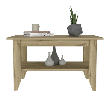 Espacio Klik Mesa de Centro Essential armable, Color Duna, Dimensiones 80 Largo X 70 Ancho X 45 Alto cm, Estilo contemporáneo, con un entrepaño