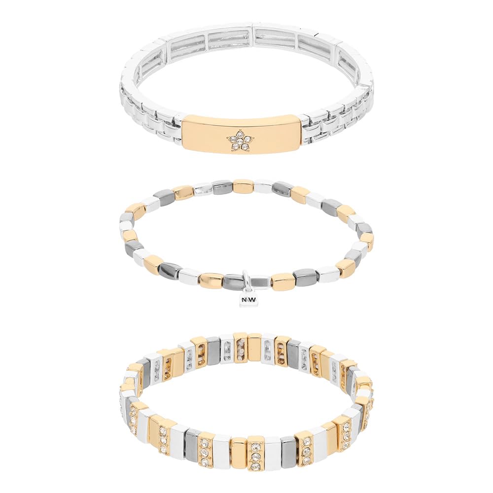 Nine West Box Set Pulsera Bitono Multiniveles para Mujer
