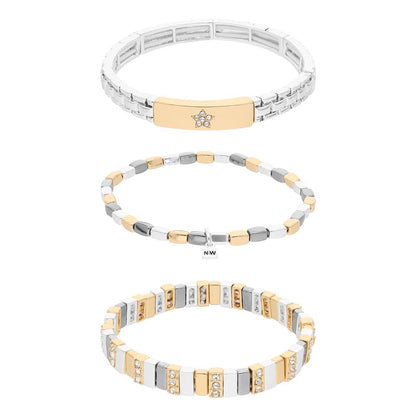 Nine West Box Set Pulsera Bitono Multiniveles para Mujer