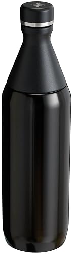 Stanley All Day - Botella delgada de 20 onzas, tapa giratoria con sello a prueba de fugas, diseño delgado para viajes y gimnasio, acero inoxidable aislado, sin BPA, negro