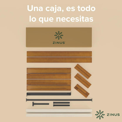 Zinus Ellie Marco de Cama de bambú de 36 cm con Listones de Madera, sin somier, fácil Montaje.