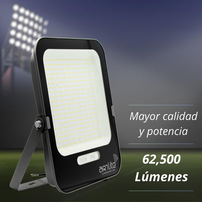Reflector LED SMD Cuadrado Slim 500W Blanco Frío, 6500K, 62,500 Lúmenes, Aluminio + Vidrio, Alta Potencia, Resistente a Climas Extremos