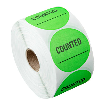 Restaurantware Label Tek - Calcomanías de embalaje de 2 x 2 pulgadas, 1000 etiquetas de envío de alta calidad, contadas, sostenibles, calcomanías de inventario de papel verde, alta visibilidad, con
