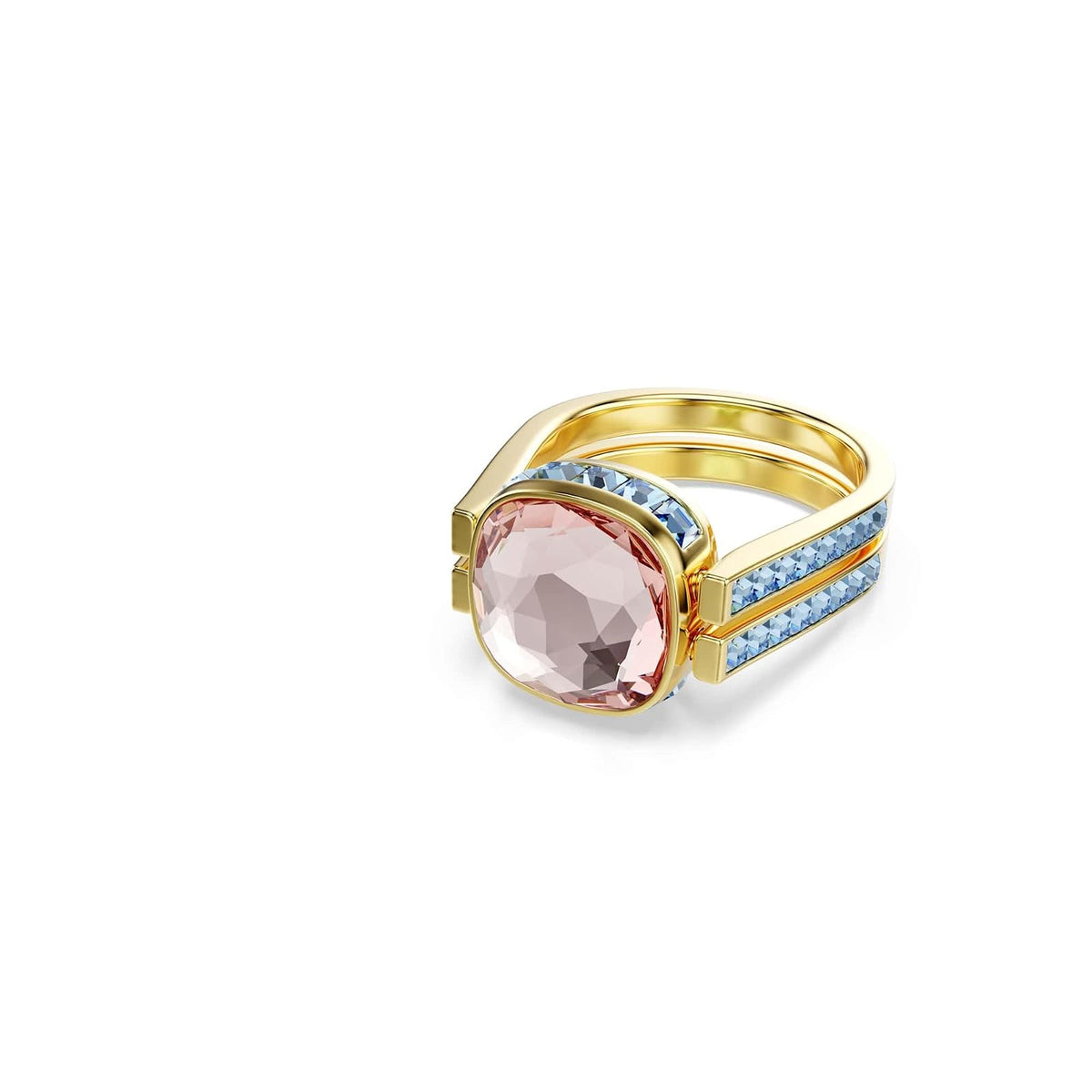 Swarovski Chroma Collection - Anillo con forma de cojín, multicolor, chapado en oro