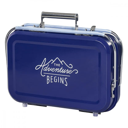 Gentlemen Hardware – Barbacoa de carbón portátil retro con funda de transporte de metal, ligera, para asar sobre la marcha, fácil de montar, duradera, práctica (azul)