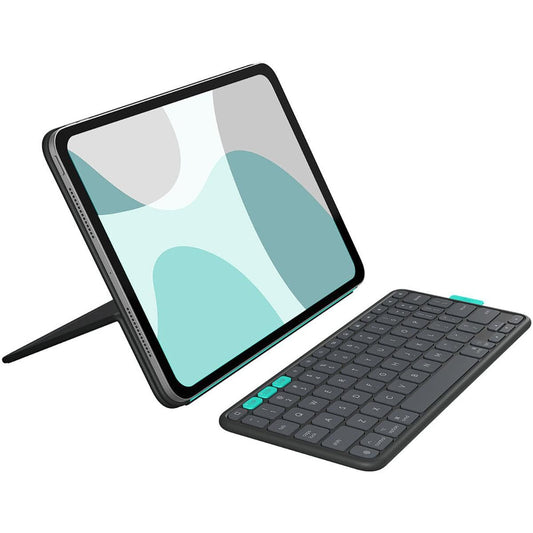 Logitech Flip Folio,funda con teclado para iPad Pro de 11 pulgadas (M4yM5) y iPad Air 11 pulgadas (M2yM3) (5a generación,2024)-Funda protectora y plegable teclado Bluetooth, multidispositivo - Grafito
