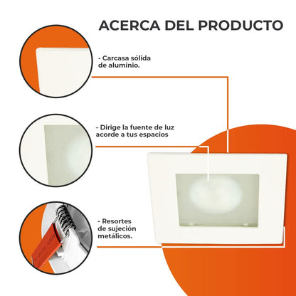 Tecnolite Lámpara Downlight Empotrable, Potencia Máx. 50 W, Base GY6.35, Foco JCD no incluido