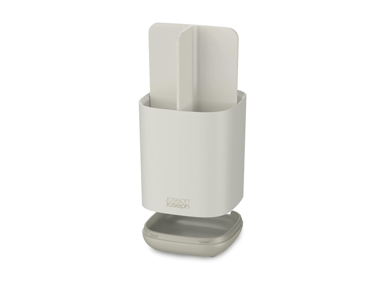 Joseph Joseph Easy-Store - Compact Toothbrush Holder Caddy Bathroom Storage- Ecru Small