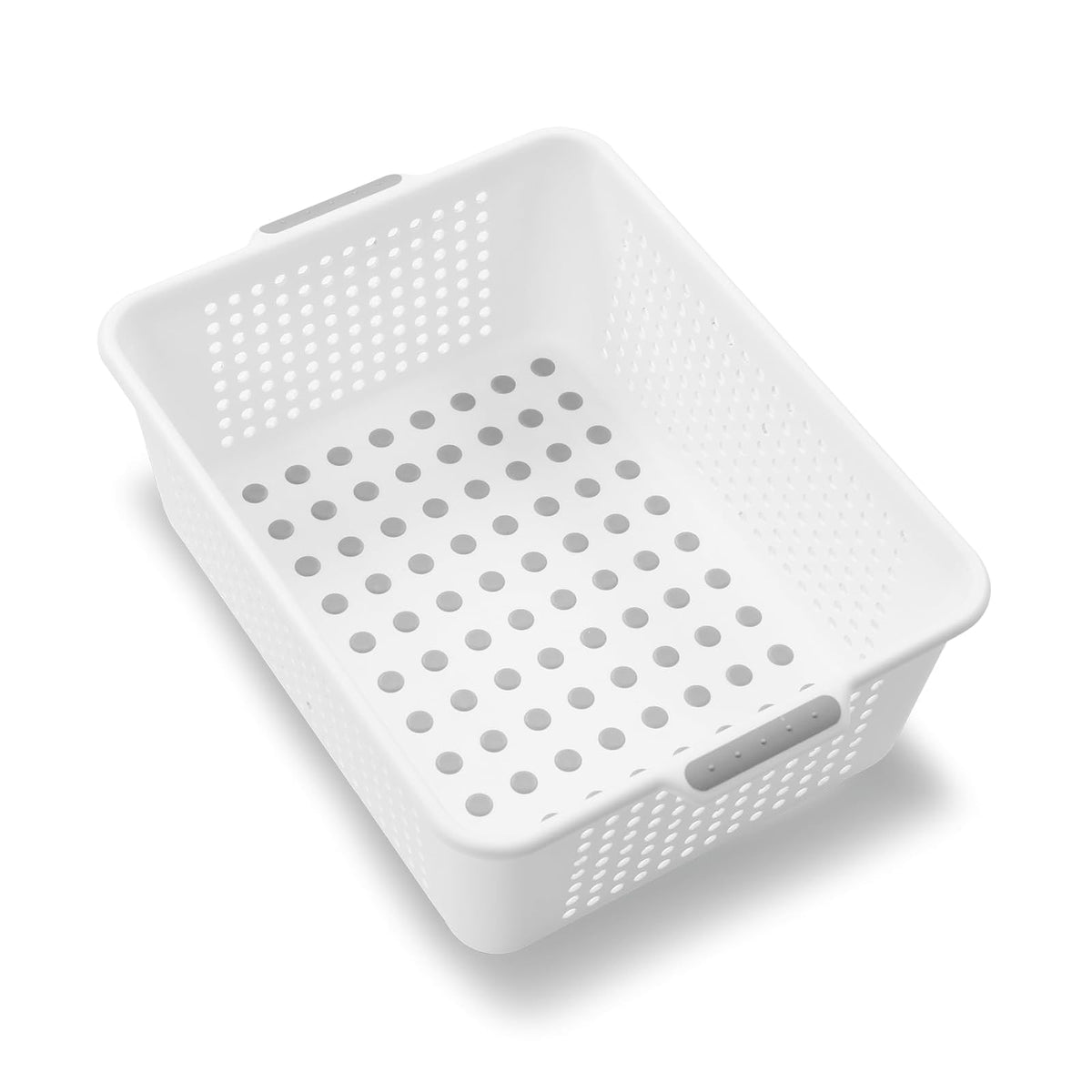 Madesmart - Cesta clásica de almacenamiento mediano, color blanco, colección clásica, organizador multiusos, puntos de agarre suave y pies antideslizantes, sin BPA