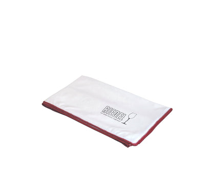 Riedel Microfibra - para limpieza de copas | Blanco con borde borgoña, 69,9 x 50,8 cm, pulidor sin rayaduras