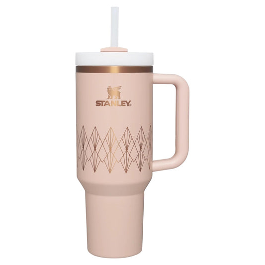 Stanley Quencher Blush Gloss 1.180 L - Termo Stanley de acero inoxidable aislado al vacío, con agarradera tapa y popote, termo para hidratación, 40 Onzas