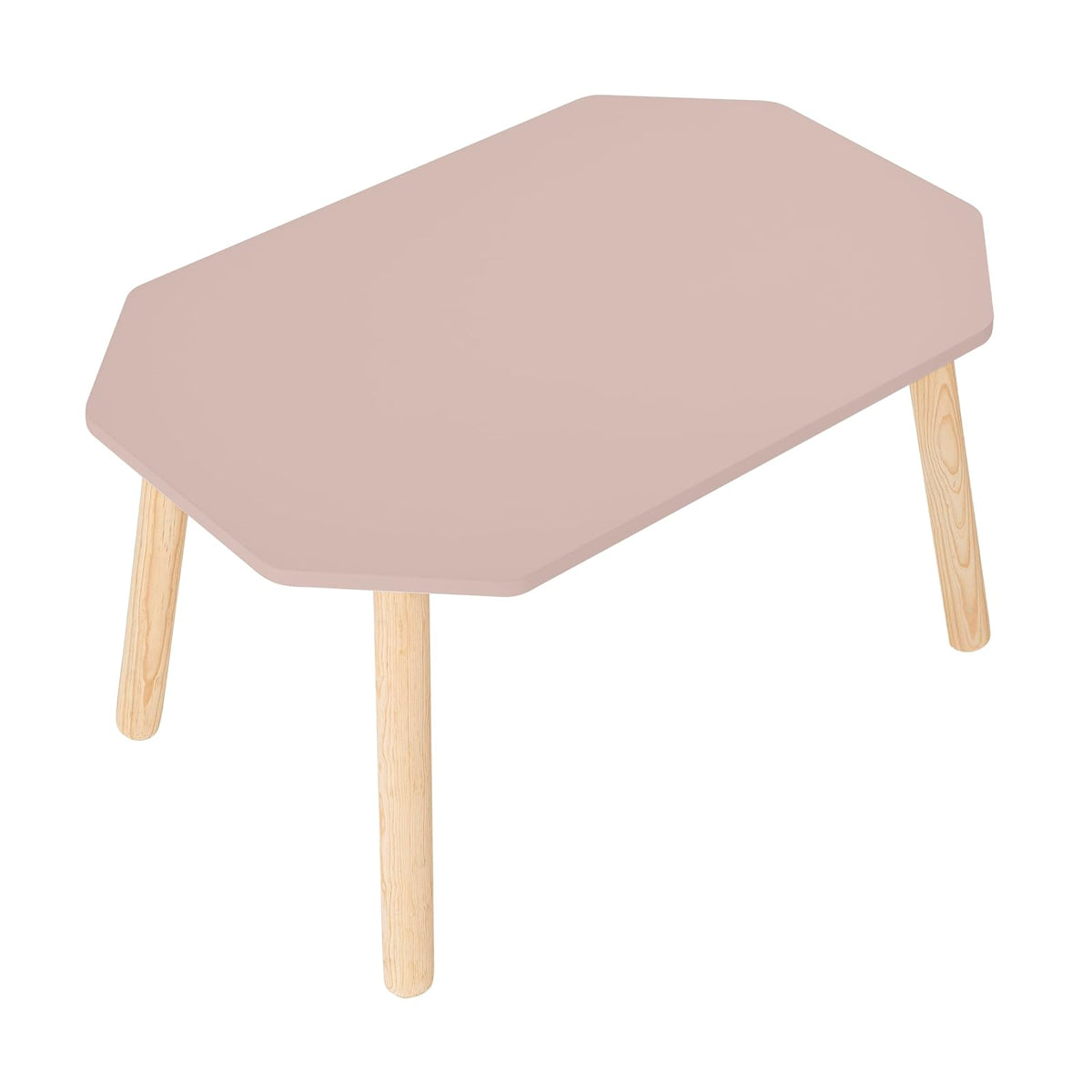 DUDUK Mesa Infantil Hexagonal de Madera, 7 Colores - Rosa