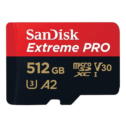 SanDisk Tarjeta microSDXC Extreme Pro de 512 GB + Adaptador SD + RescuePRO Deluxe, hasta 200 MB/s, con Rendimiento de aplicación A2, UHS-I, Clase 10, U3, V30