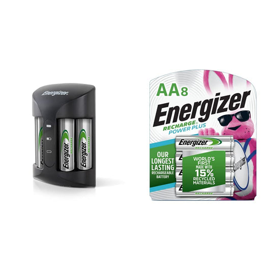 Energizer Baterías AA Recargables Recharge, Paquete de 16 - Recharge Pro Charger + AA Batteries, 8 Count - Recharge Pro Charger + AA Batteries, 8 Count