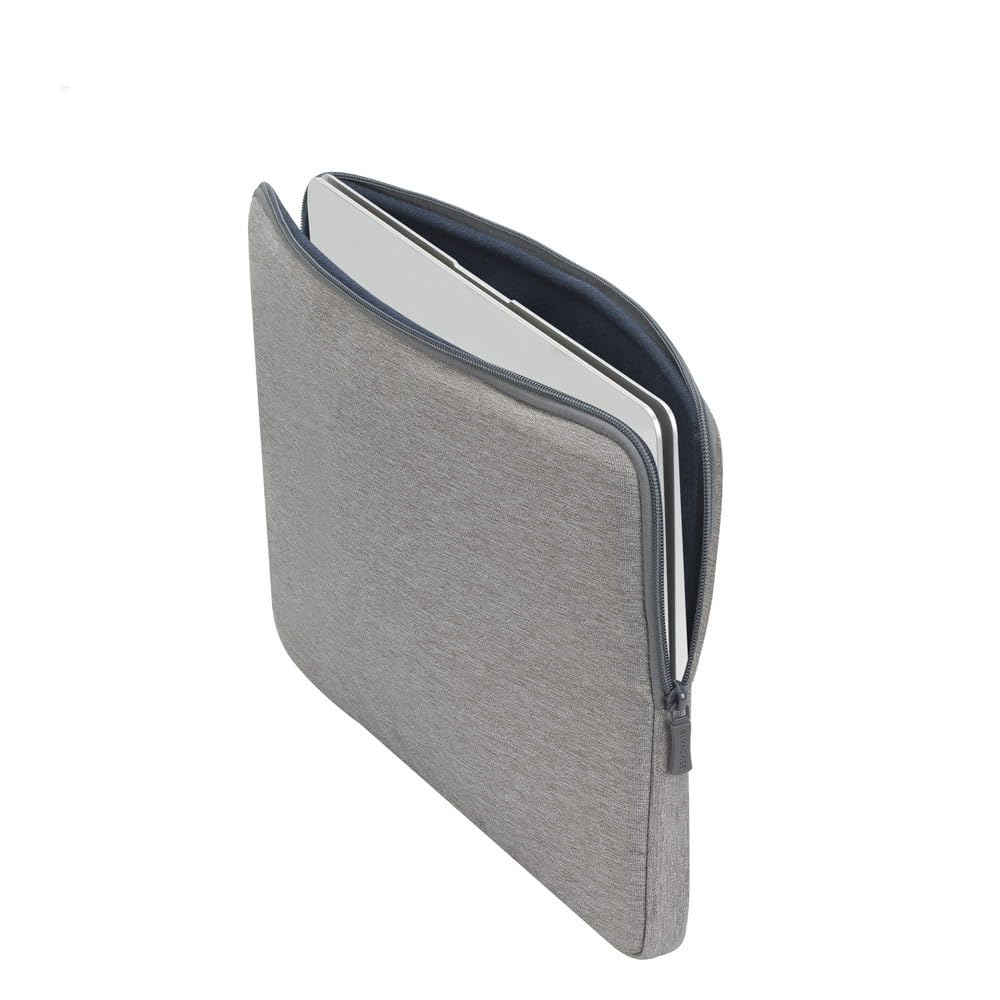 Rivacase 7705 Elegante Funda Gris para Laptop hasta 15.6". Fabricada con RPET Ecológico Reciclado, Resistente al Agua, Doble Cierre, Protección contra Golpes Accidentales Colección Suzuka
