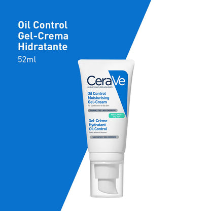 CeraVe Oil Control Gel-Crema Hidratante y Matificante para Piel Grasa 52ml | Hidrata y Controla el Brillo hasta por 8 Horas, con Ácido Hialurónico