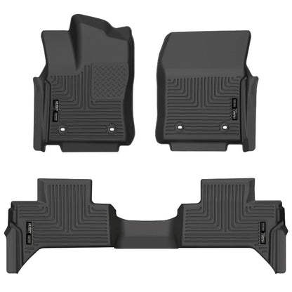 Husky Liners | Serie Weatherbeater | Forros de Piso para Asiento Delantero y Segundo - Negro | 99471 | Compatible con Toyota Tundra 2022 (extendido, Cabina Doble)