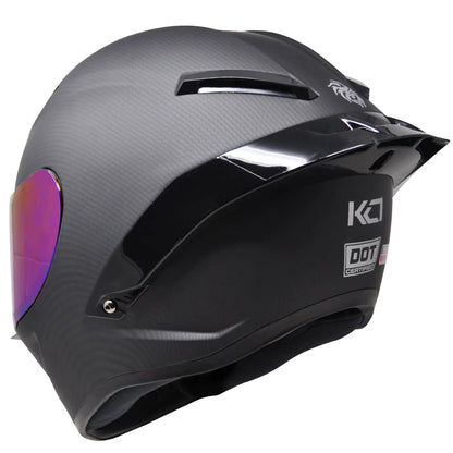 KOV Casco para Moto Integral KC1 Certificado Dot Estilo Carbono Deportivo (S)