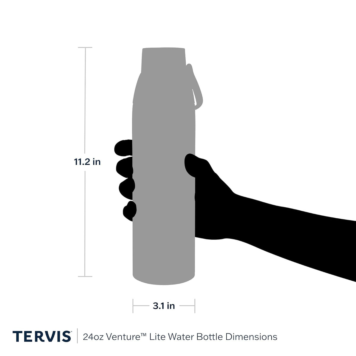 Tervis Venture Lite - Vaso aislado de doble pared transparente y colorido, fabricado en Estados Unidos, taza de viaje que mantiene las bebidas frías y calientes, botella de agua de 24 onzas, tapa