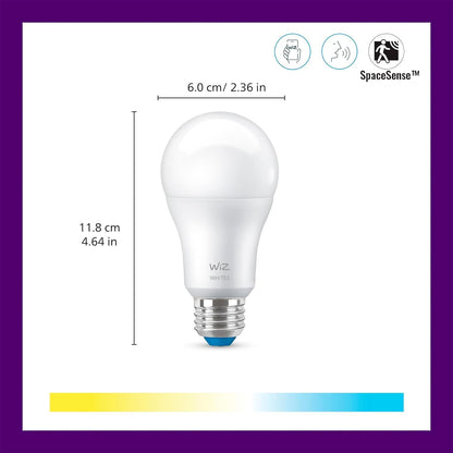 WiZ Foco Inteligente A19 8.8W luz cálida a fría dimeable controlable por WiFi (Paquete de 3)