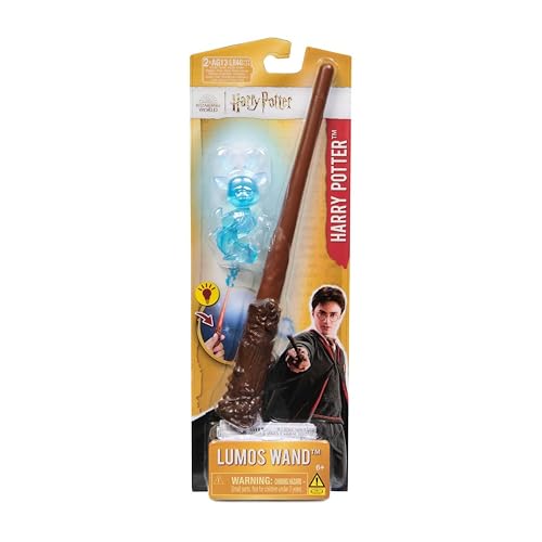 Wizarding World, Harry Potter, Varita mágica Que se Ilumina Lumos Wand de 27,9 cm con Figura de Patrono Ciervo, Juguetes para niños a Partir de 6 años