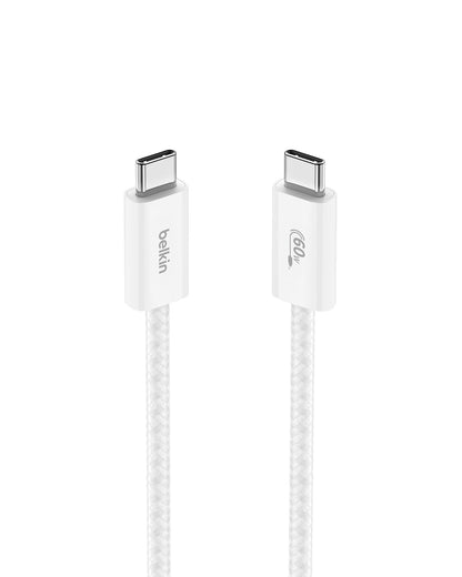 Belkin Cable USB-C a USB-C BoostCharge 60W Trenzado - Blanco - 1 m