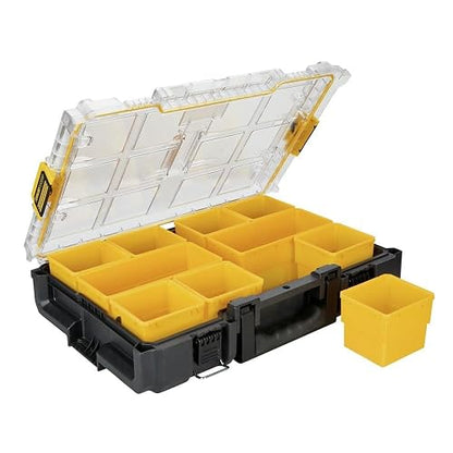DEWALT Organizador ToughSystem 2.0 10 compartimentos DWST08040 | Organizador modular de tamaño completo para accesorios, herramientas y suministros en obra.