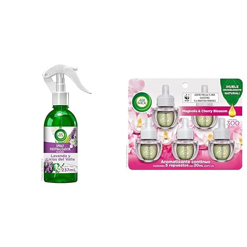 Air Wick® Spray Neutralizador De Olores, Aroma Lavanda y Lirios del Valle, 237 ml + ® Repuestos Para Aromatizante De Ambiente Continuo