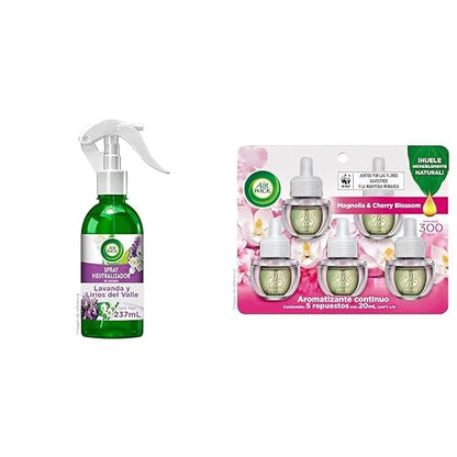 Air Wick® Spray Neutralizador De Olores, Aroma Lavanda y Lirios del Valle, 237 ml + ® Repuestos Para Aromatizante De Ambiente Continuo