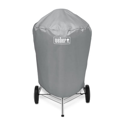 Weber - 7176 Funda para parrilla de carbón de 22 pulgadas | Cubierta para barbacoa de carbón de 47 cm, material impermeable con correas de fijación, color gris, 58,5 x 72,5 x 91 cm