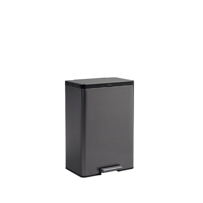 Rubbermaid Elite™ – Contenedor con Pedal de 2 Flujos para Residuos y Reciclaje, Bote de Acero Inoxidable con Liners Codificados por Colores, Capacidad de hasta 40 L, Gris Carbón 2145987