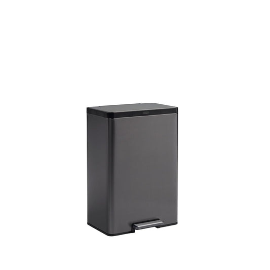 Rubbermaid Elite™ – Contenedor con Pedal de 2 Flujos para Residuos y Reciclaje, Bote de Acero Inoxidable con Liners Codificados por Colores, Capacidad de hasta 40 L, Gris Carbón 2145987